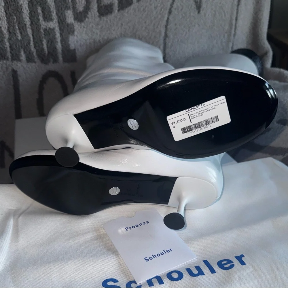 Proenza Shouler tee knee high boots baggy white nappa leather size 6 NWB runway - Picture 12 of 15